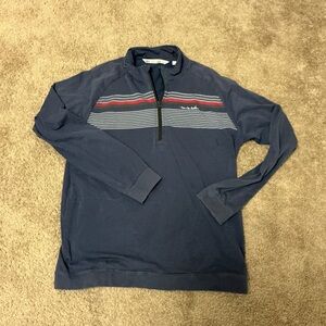 Travis Mathew Navy Zip-Up Sweater with Stripes